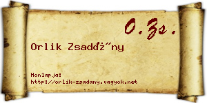 Orlik Zsadány névjegykártya